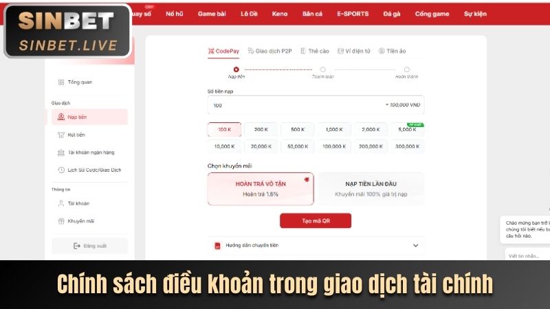 Chính sách điều khoản cụ thể trong giao dịch tài chính