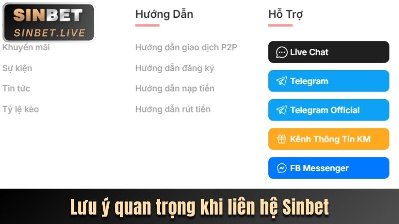 luu y quan trong khi lien he sinbet