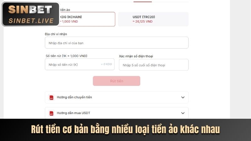 rút tiền sinbet 17 rut tien co ban bang nhieu loai tien ao khac nhau